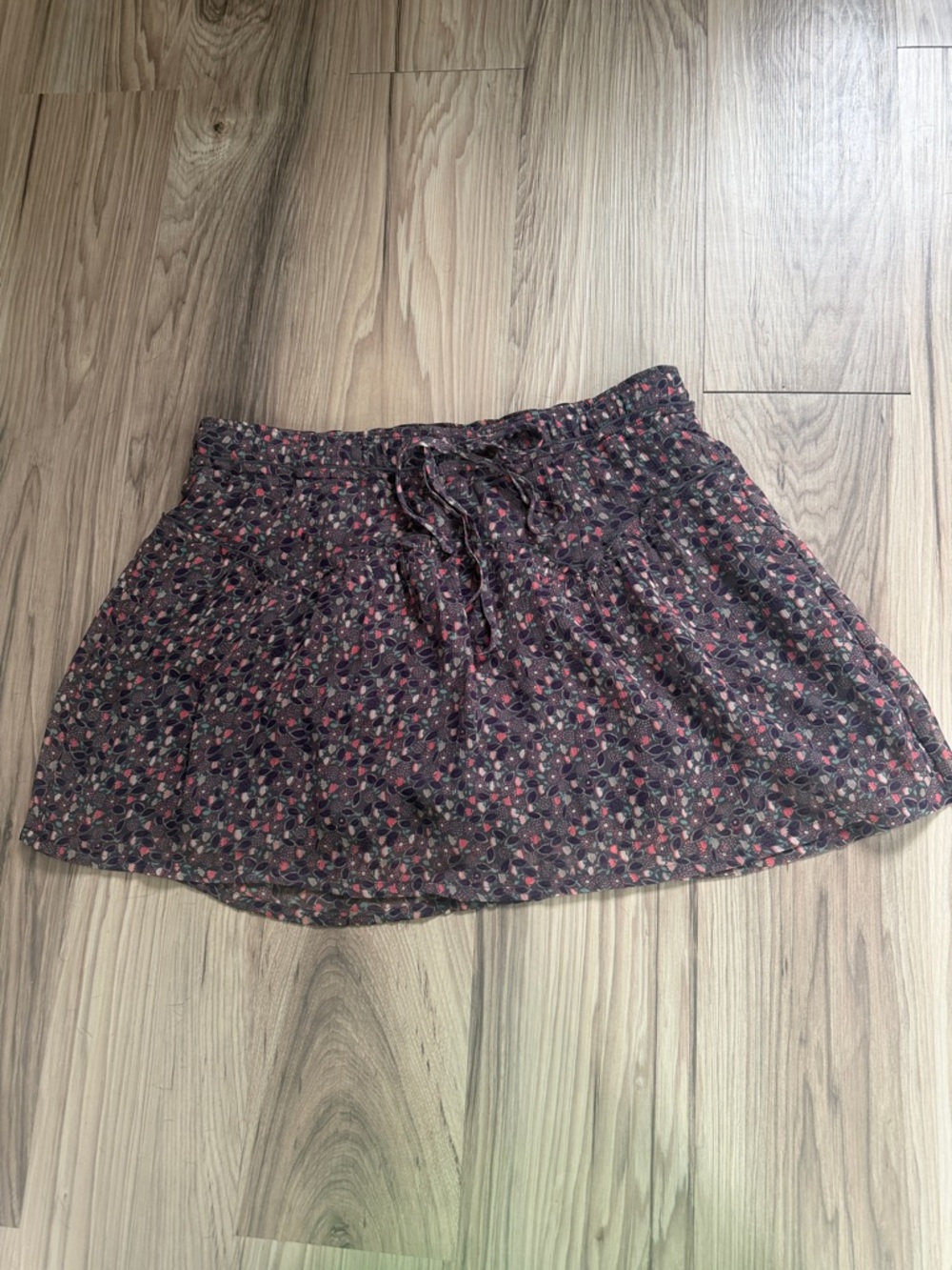 American Eagle Outfitters Purple Mini Skirt with Pink Floral Print